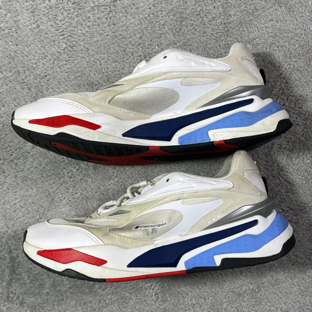Puma RS Fast Motorsport Sneakers White Beige Blue Red Men's Size 7C‎